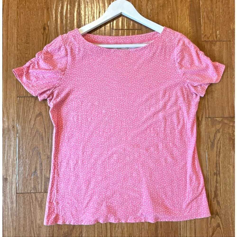 Lilly Pulitzer pink polka dot puff sleeve tshirt size XLarge - Picture 8 of 8